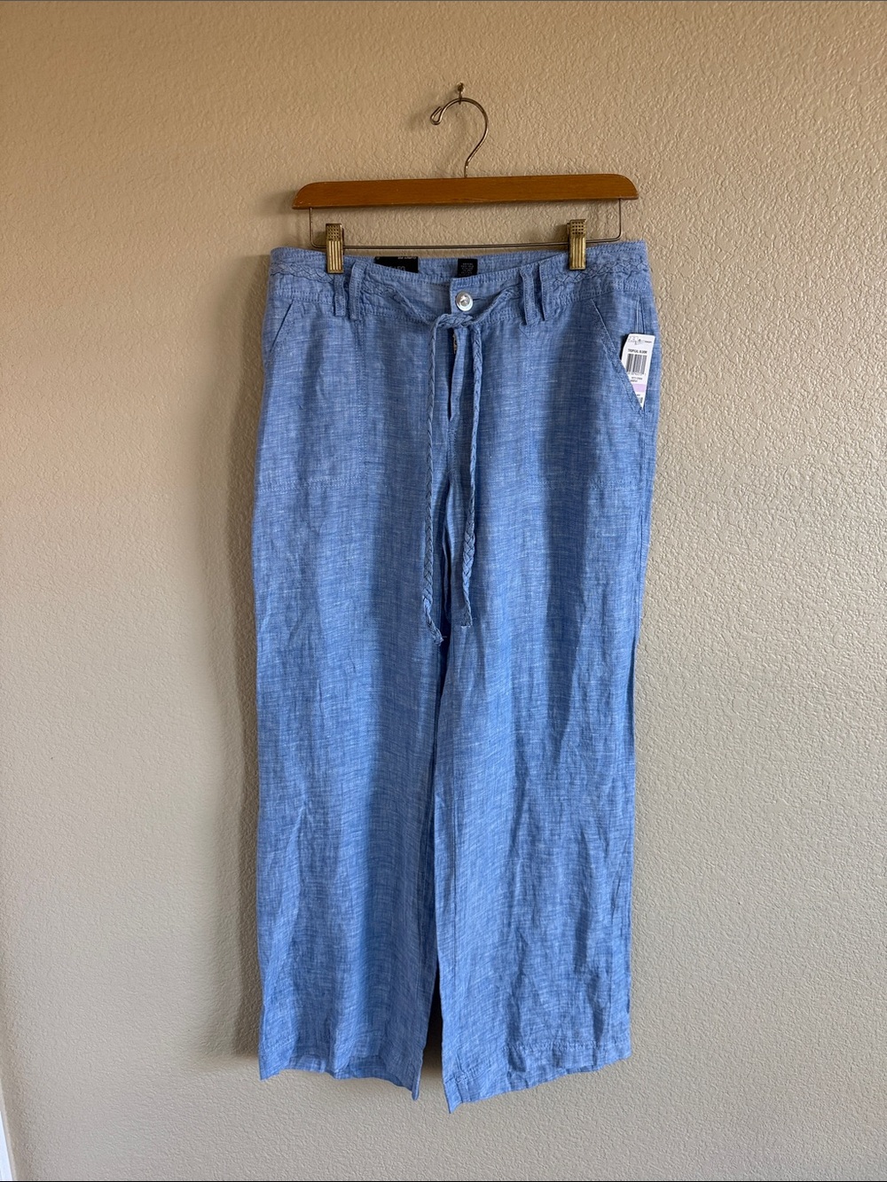 INC International Concepts  Blue Linen Wide Leg Curvy Fit  Pants